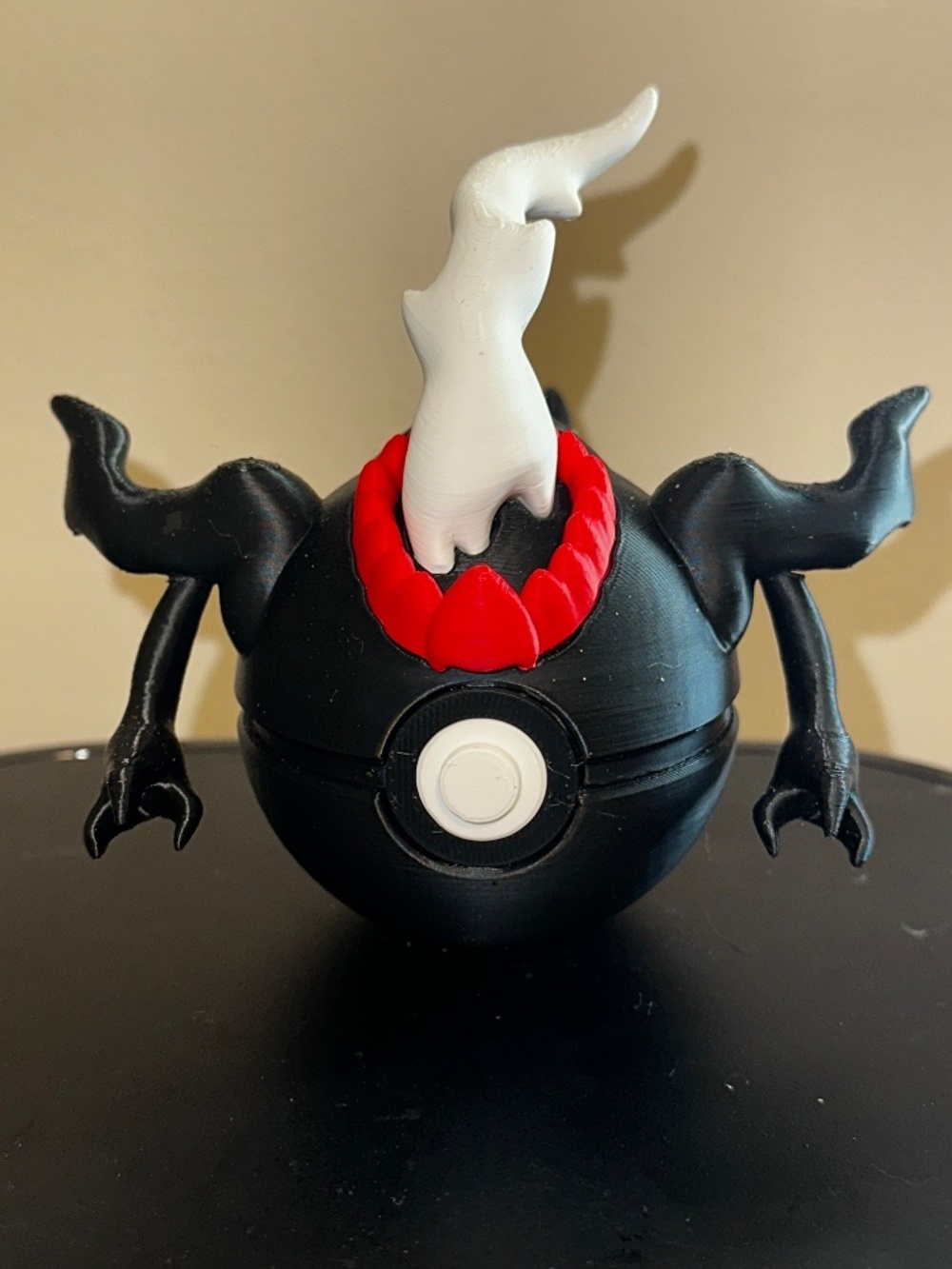 Pitch Black Shadow Nightmare Sphere Display – 3D Printed Phantom Flame Orb